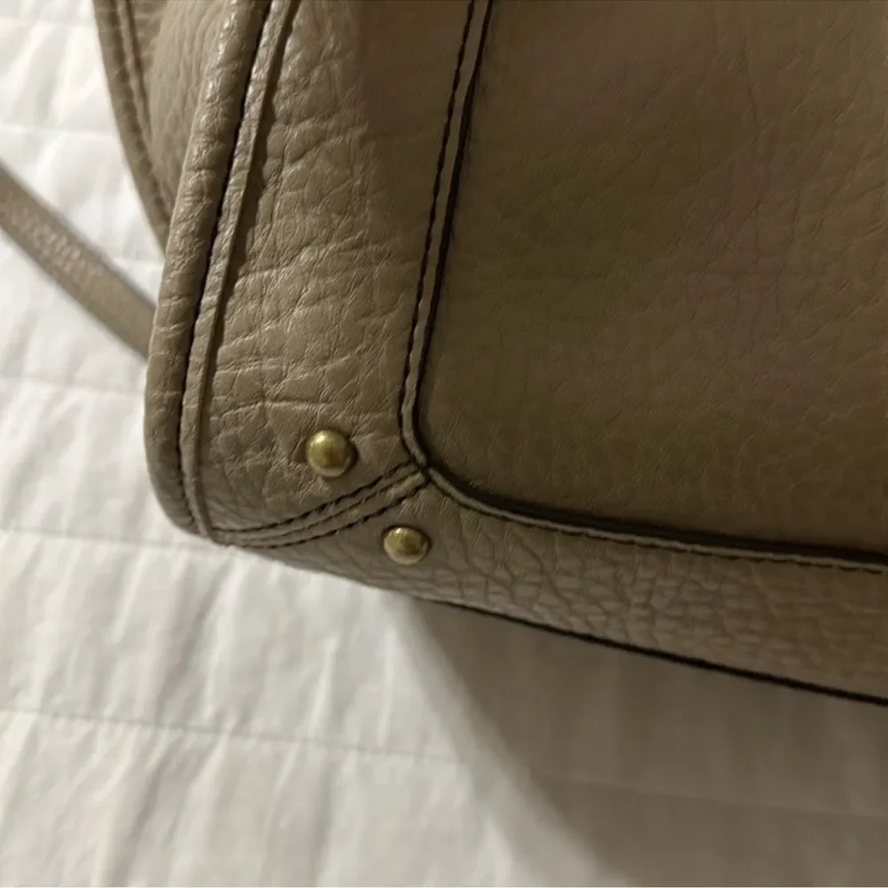 a.n.a. Taupe Faux Leather Satchel with Crossbody Strap